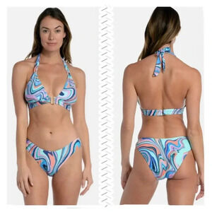 La Blanca Crystal Cove Shirred Strap Over The Shoulder Top & Shirred Hipster